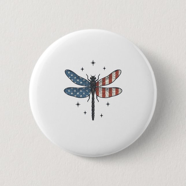 Badge Rond 5 Cm Conception de chemise vectorielle de libellule pat (Devant)