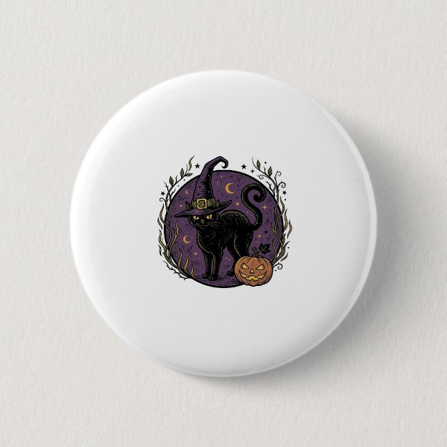 Badge Rond 5 Cm Conception de chemise vectorielle Halloween Chat S (Devant)