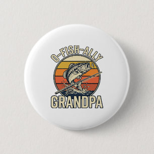 Badge Rond 5 Cm Conception de chemise vintage de pêche grand-père