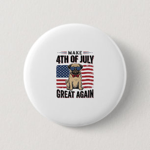 Badge Rond 5 Cm Conception de chemise vintage patriotique de Pug d