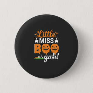 Badge Rond 5 Cm Conception de citrouille Halloween Little Miss Boo