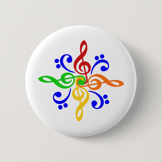 Badge Rond 5 Cm Conception de clef basse et triple (Devant)