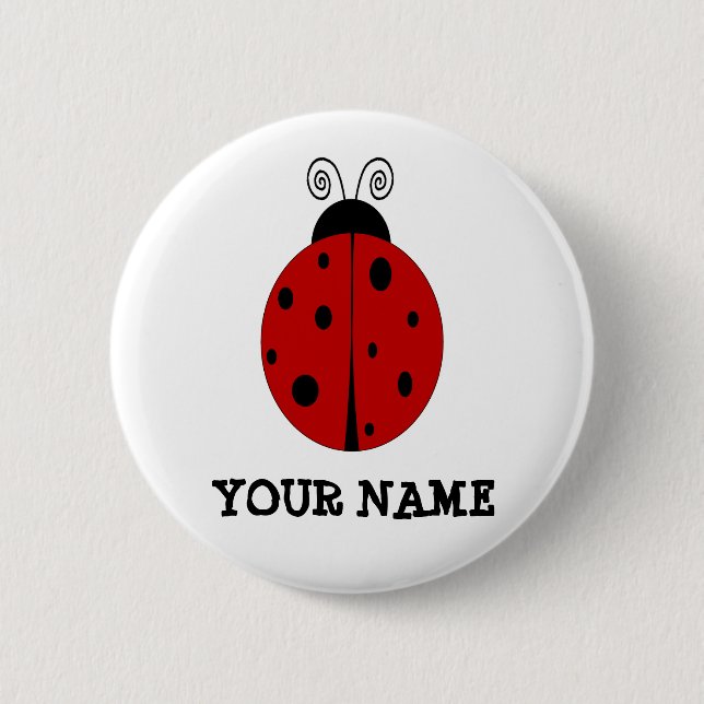 Badge Rond 5 Cm Conception de COCCINELLE customisée avec TOUT NOM (Devant)