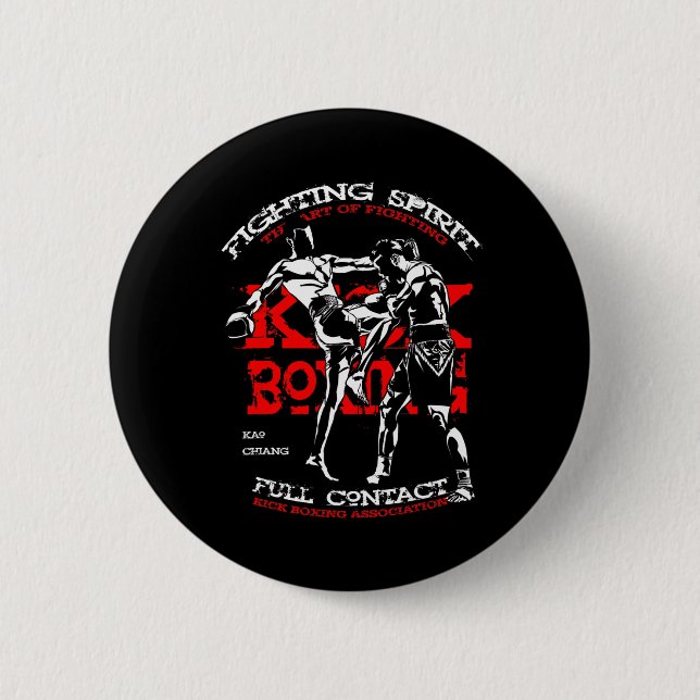 Badge Rond 5 Cm Conception de combattant de kick boxing pour les f (Devant)