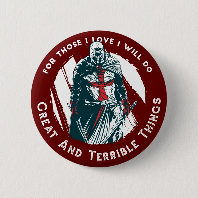 Badge Rond 5 Cm Conception de devis de Chevalier brave (Devant)