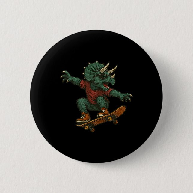 Badge Rond 5 Cm Conception de dinosaure Triceratops de planche à r (Devant)