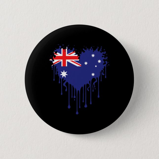 Badge Rond 5 Cm Conception de drapeau de cœur dégoulinant d'Austra (Devant)