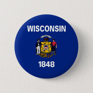 Badge Rond 5 Cm Conception de drapeau d'état du Wisconsin