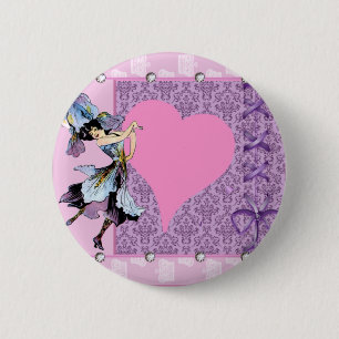 Badge Rond 5 Cm Conception de fée de fleurs vintage dansante par L