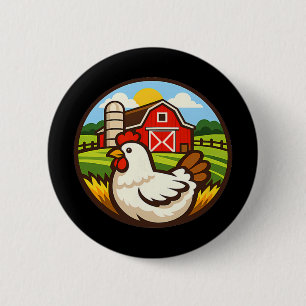 Badge Rond 5 Cm Conception de ferme de poulets Porte-poulets Rn Vi