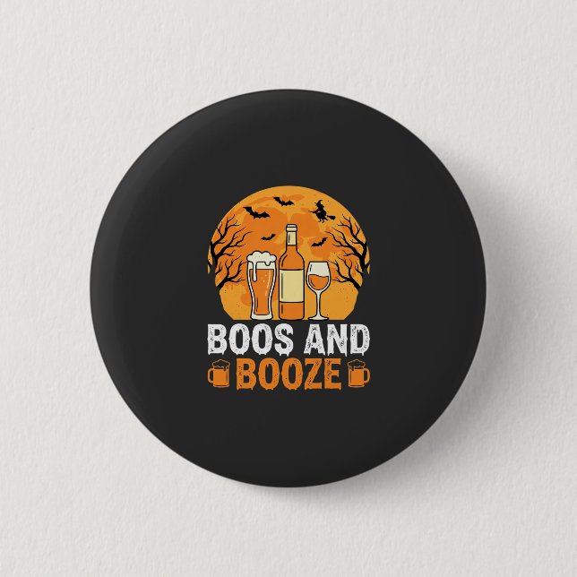 Badge Rond 5 Cm Conception de fête de boisson et de fantômes d'Hal (Devant)