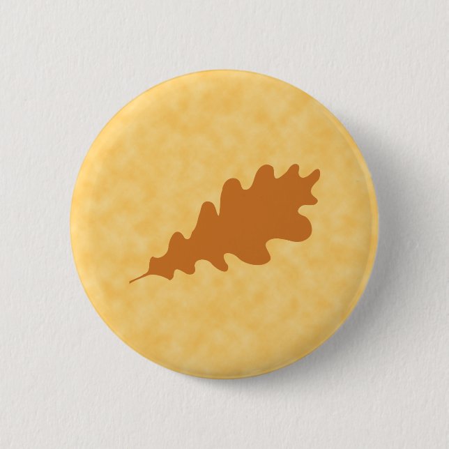 Badge Rond 5 Cm Conception de feuille de chêne Brown (Devant)