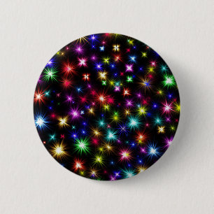Badge Rond 5 Cm Conception de feux d'artifice Étoiles Colorées