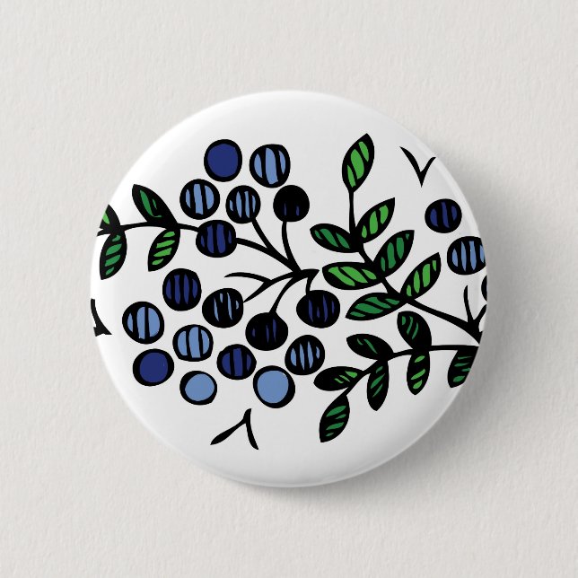 Badge Rond 5 Cm Conception de fleur de bouton de myrtille (Devant)