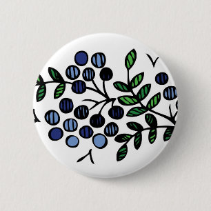 Badge Rond 5 Cm Conception de fleur de bouton de myrtille