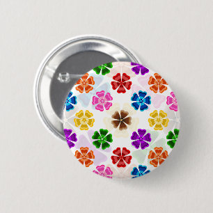 Badge Rond 5 Cm Conception de fleurs arc-en-ciel rétro colorées bl