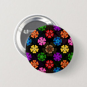 Badge Rond 5 Cm Conception de fleurs arc-en-ciel rétro colorées No