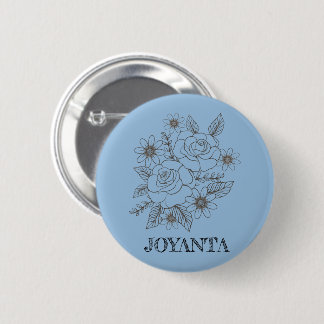 Badge Rond 5 Cm Conception de fleurs personnalisée blanche Joyanta