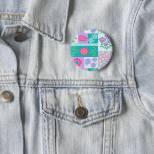 Badge Rond 5 Cm Conception de fleurs vibrantes en fleurs