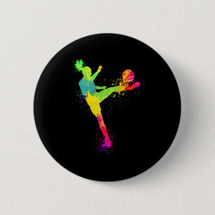 Badge Rond 5 Cm Conception de football cool pour femme fille joueu