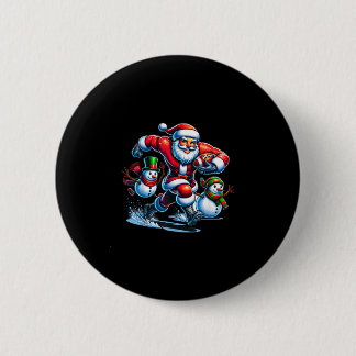 Badge Rond 5 Cm conception de football de Noël santa jouant au foo