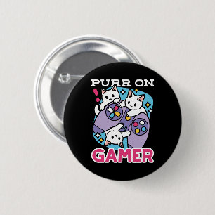 Badge Rond 5 Cm Conception de gamer de chat - Purr sur Gamer Joyst