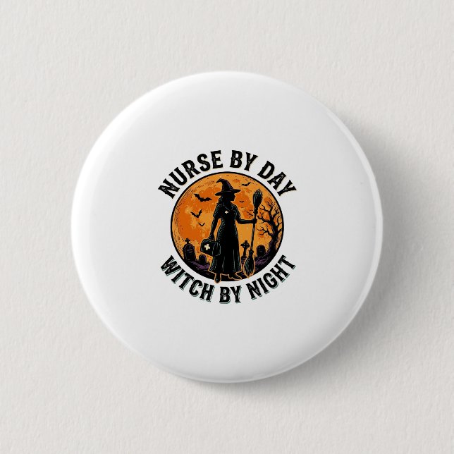 Badge Rond 5 Cm Conception de garde décalée Halloween sorcière inf (Devant)