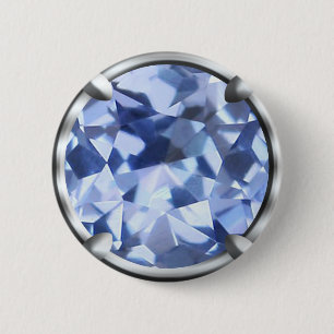 Badge Rond 5 Cm Conception de gemme bleu clair