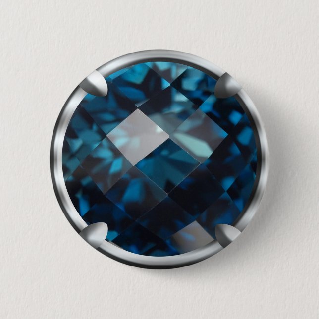 Badge Rond 5 Cm Conception de gemme bleue (Devant)