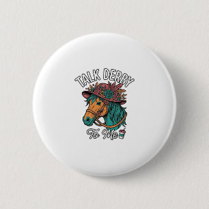 Badge Rond 5 Cm Conception de gravure vintage de cheval de Derby T