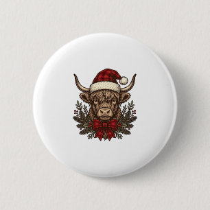 Badge Rond 5 Cm Conception de gravure vintage de vache des Highlan