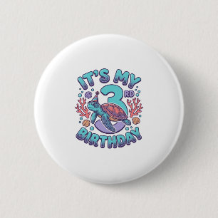 Badge Rond 5 Cm Conception de gravure vintage tortue 3e anniversai