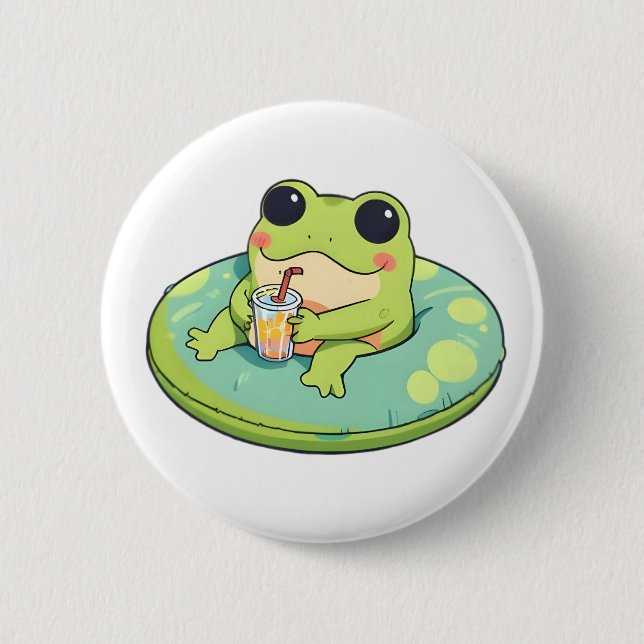 Badge Rond 5 Cm Conception de grenouille chibi mignonne journée d' (Devant)