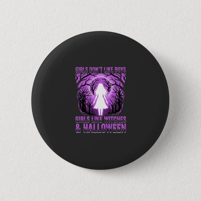Badge Rond 5 Cm Conception de Halloween pour filles comme des sorc (Devant)