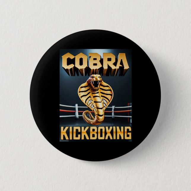 Badge Rond 5 Cm Conception de kickboxing Cobra par Don Castillo  (Devant)