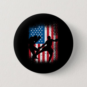 Badge Rond 5 Cm Conception de kickboxing de drapeau des États-Unis