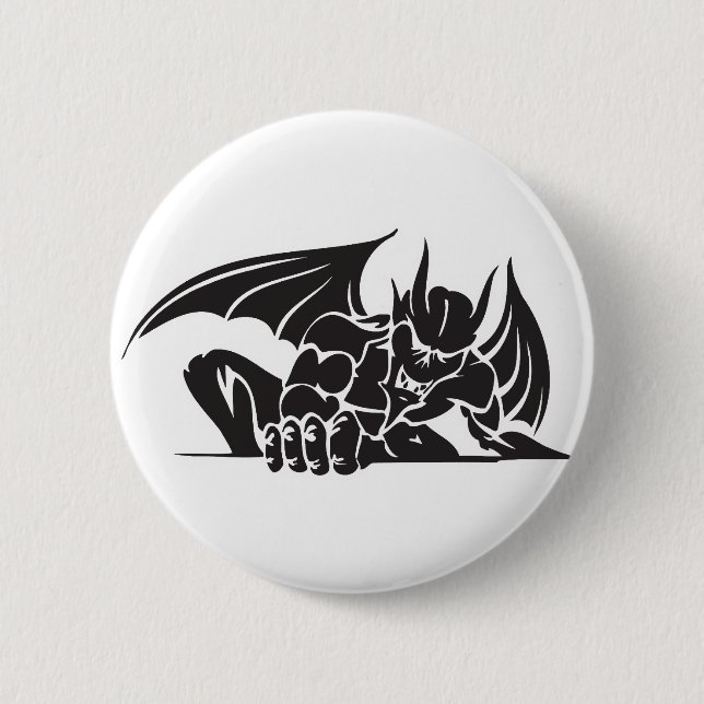Badge Rond 5 Cm conception de la gargouille tribale (Devant)
