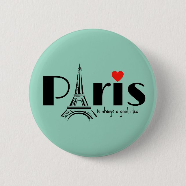 Badge Rond 5 Cm Conception de la Tour Eiffel de Paris  (Devant)
