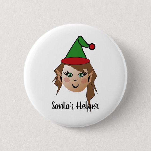 Badge Rond 5 Cm Conception de l'aide Père Noël (Devant)