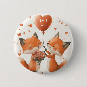 Badge Rond 5 Cm Conception de l'amour renard avec initiales person