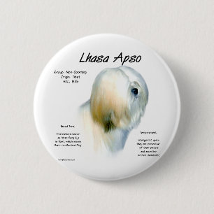 Badge Rond 5 Cm Conception de l'histoire de Lhasa Apso
