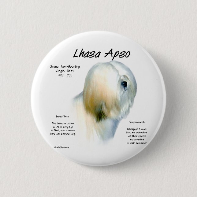 Badge Rond 5 Cm Conception de l'histoire de Lhasa Apso (Devant)