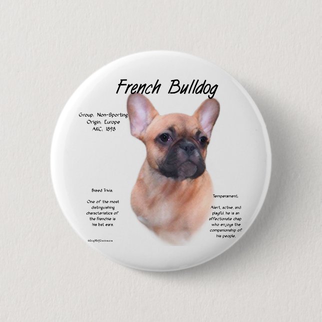 Badge Rond 5 Cm Conception de l'histoire des Bulldog français (Devant)