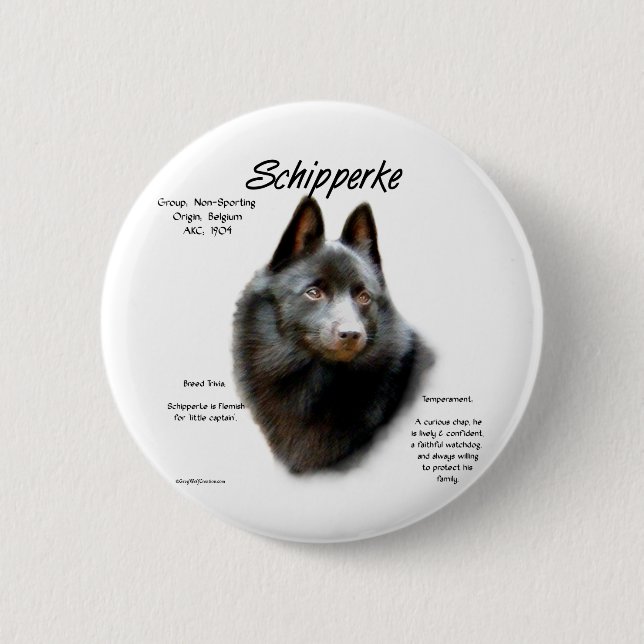 Badge Rond 5 Cm Conception de l'historique de Schipperke (Devant)