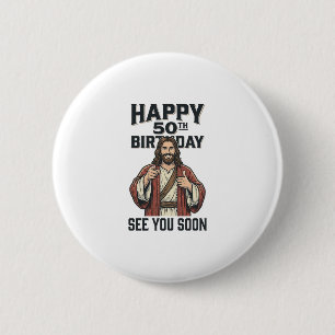 Badge Rond 5 Cm Conception de l'humour religieux pour le 50e anniv