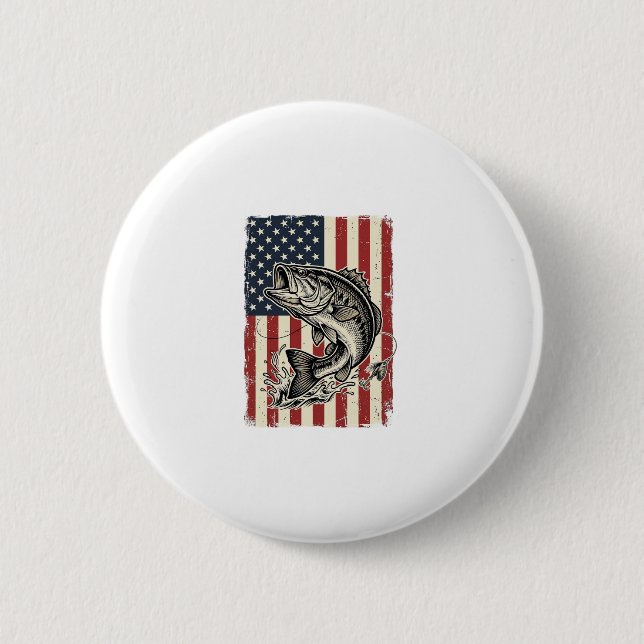 Badge Rond 5 Cm Conception de maillot de drapeau américain de pêch (Devant)