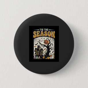 Badge Rond 5 Cm Conception de maison hantée Halloween c'est la sai