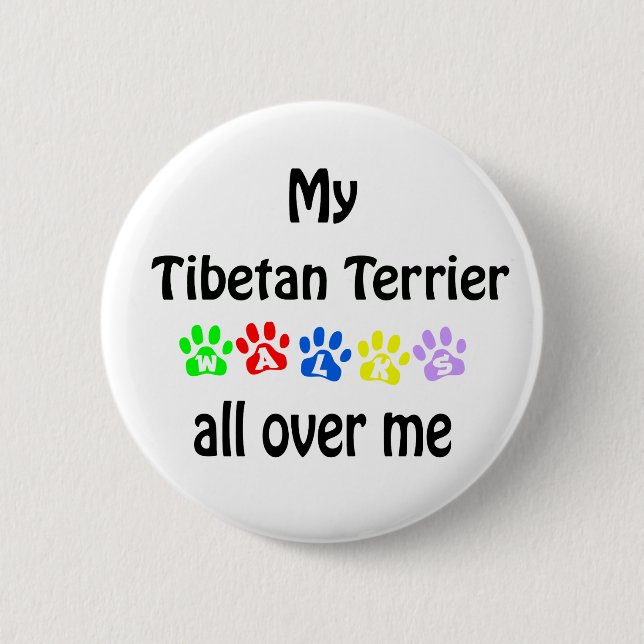 Badge Rond 5 Cm Conception de marches du Terrier tibétain (Devant)