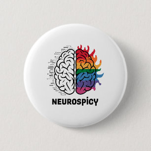 Badge Rond 5 Cm Conception de mème de cerveau épicé Neuro _1
