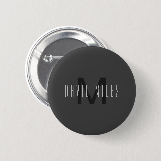 Badge Rond 5 Cm Conception de monogramme minimal moderne éditable  (Devant & derrière)